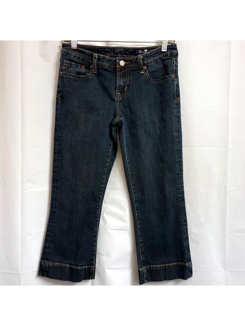 Seven7 Premium Women's Size 29 Dark Wash Cropped Jeans Capri Stretch Denim